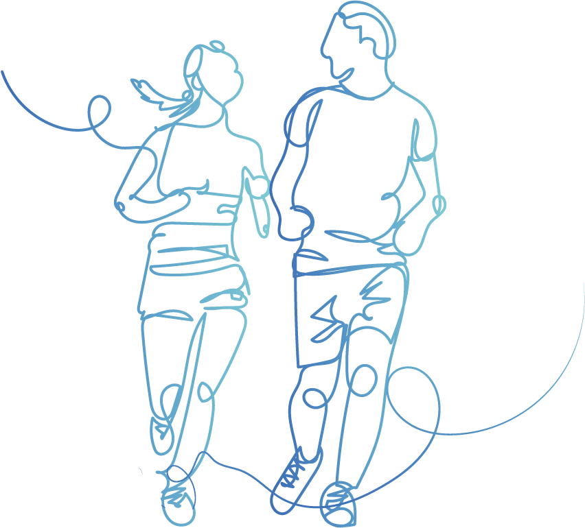 Joggerin und Jogger, einstrichige Skizze